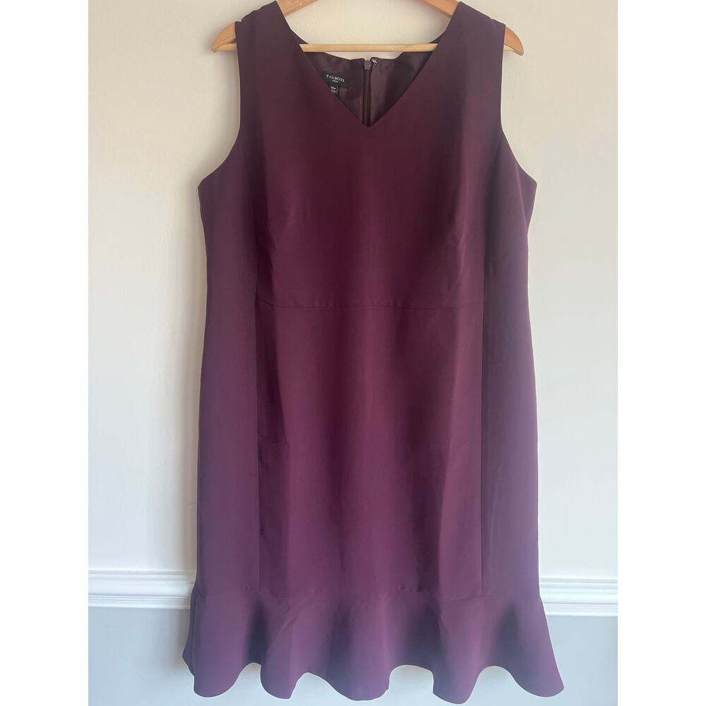 Talbots Sleeveless‎ Sheath Dress 14W Burgundy Lined